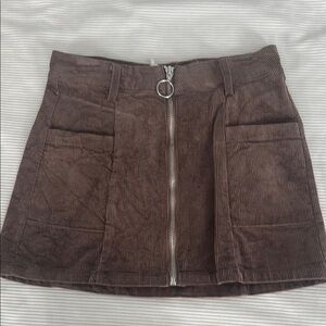 Altar'd State Chocolate Corduroy Mini Skirt